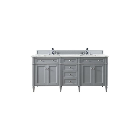 James Martin Vanities Brittany 72in Double Vanity, Urban Gray w/ 3 CM Ethereal Noctis Quartz Top 650-V72-UGR-3ENC